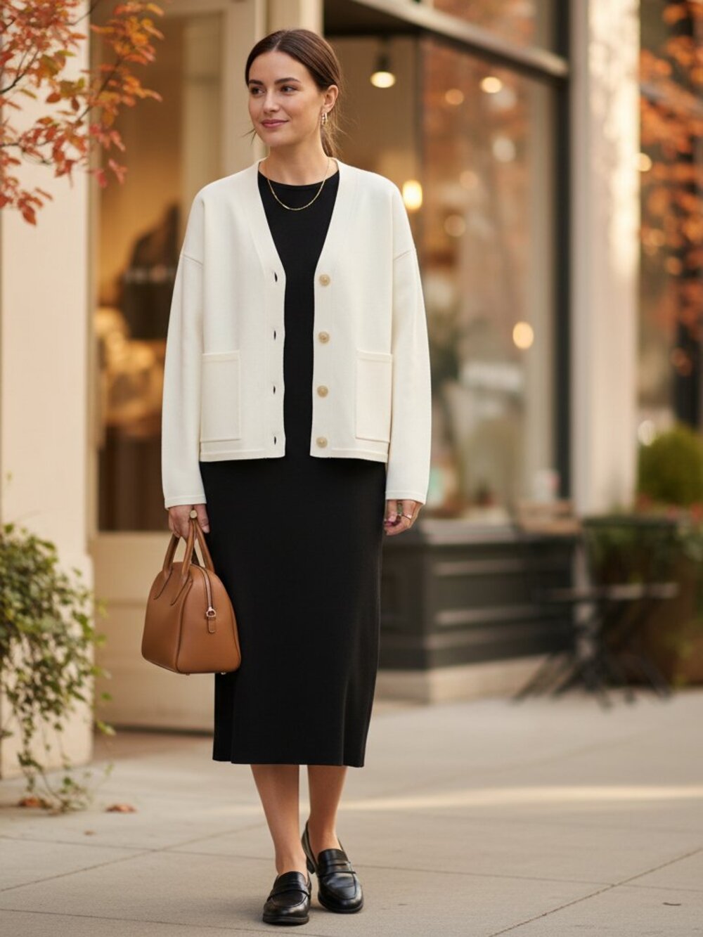 Nordstrom Button Front Cardigan Ivory M V Neck Knit Sweater NWT